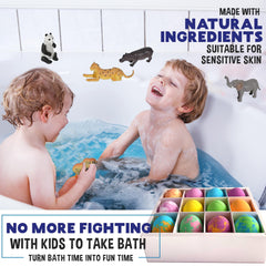 Mineral Me California open bath bomb revealing jungle surprise toy for playful reward