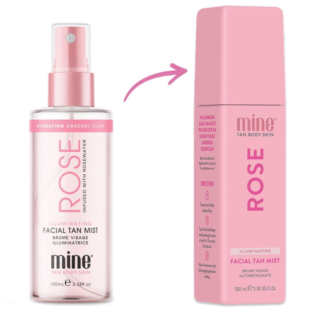 MINETAN BODY.SKIN bottle beside applicator mitt showing streak-free blending benefit