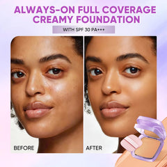 Minimeli compact opened showing mirror and sponge for easy touch-ups benefit