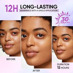 Minimeli applied and blended on hand highlighting streak-free coverage benefit