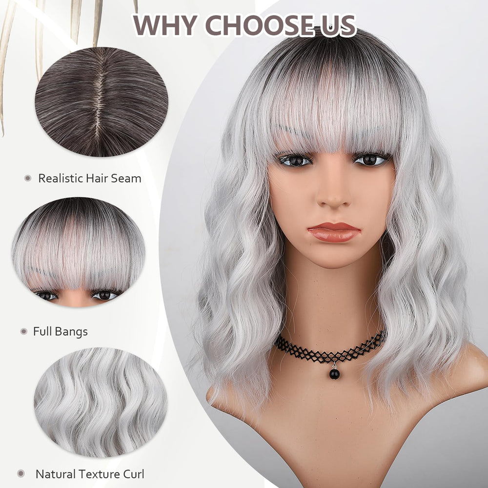 MINLEE woman wearing silver bob outdoors for trendy everyday styling benefit