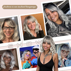 MINLEE side profile of wig with bangs highlighting face-framing benefit