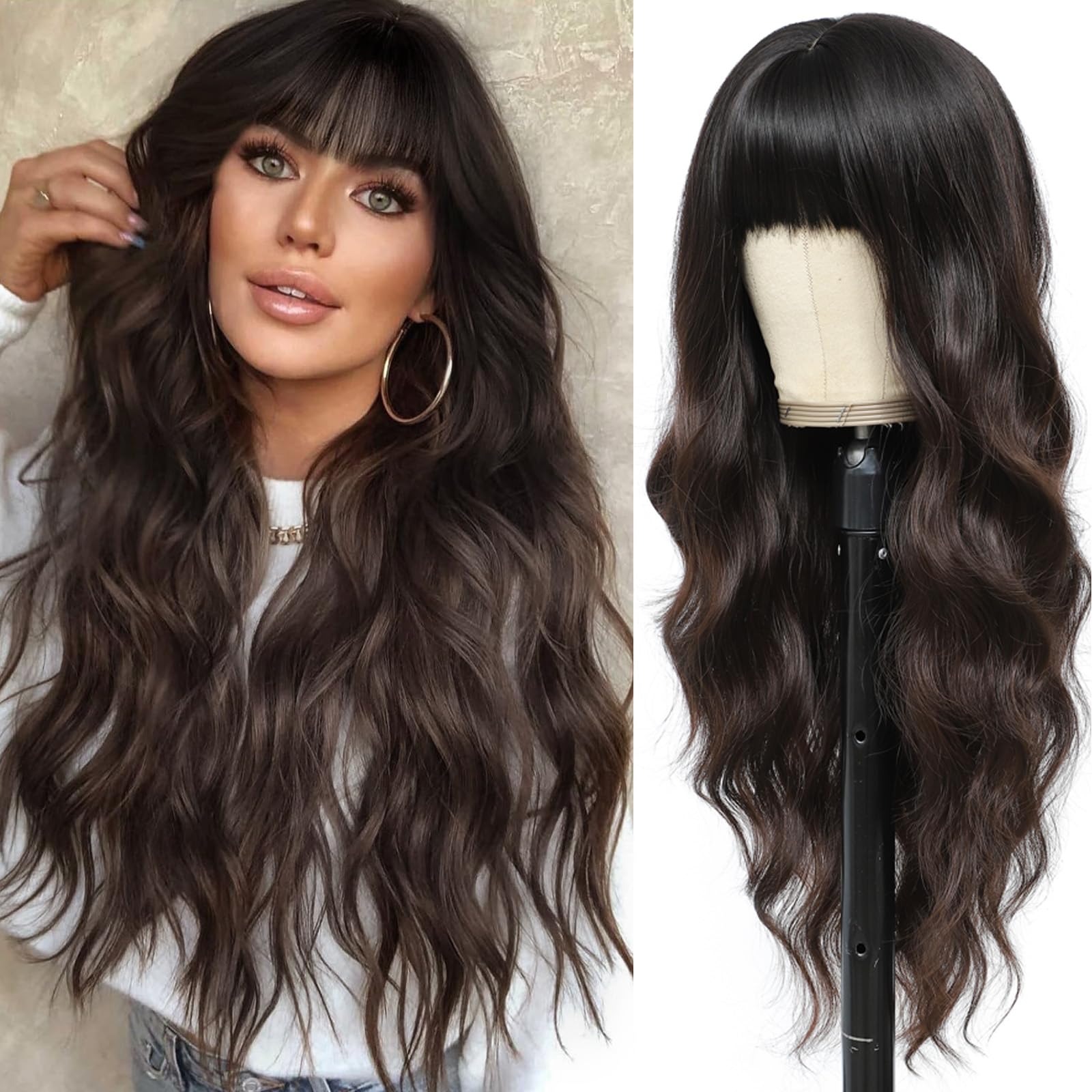 MINSEEYOO front view showing bangs and natural brown tone for flattering framing