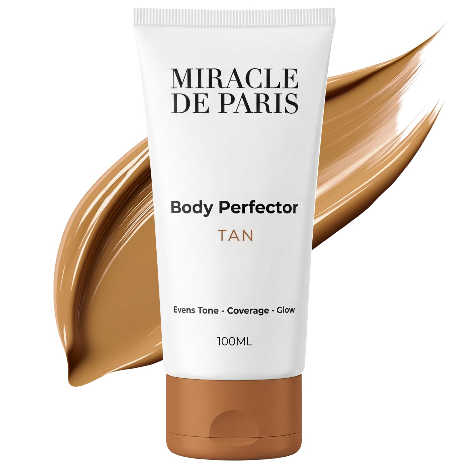 Miracle de Paris front packaging showing tan shade and compact bottle design for travel