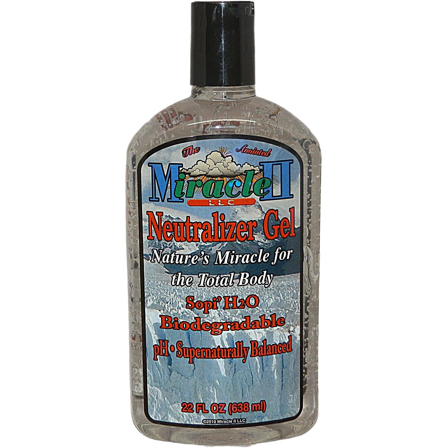 Miracle II neutralizer gel 22 oz bottle front view showing label and size benefit
