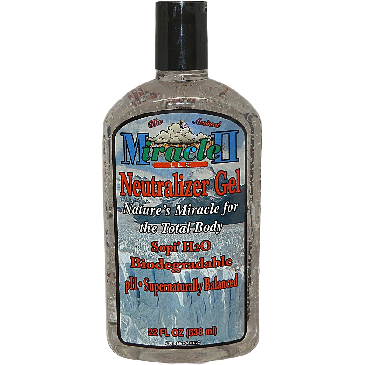Miracle II neutralizer gel 22 oz bottle front view showing label and size benefit