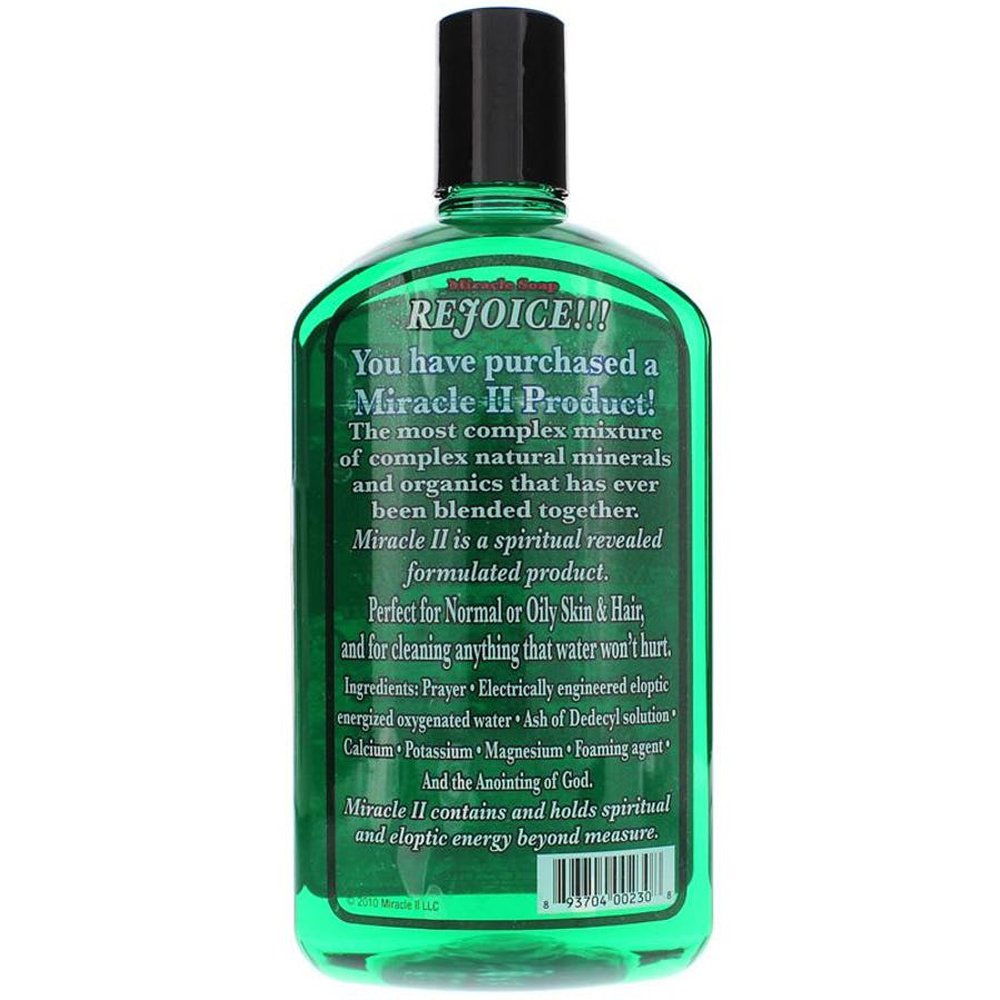 Miracle II green liquid pouring closeup highlighting concentrated texture and ease