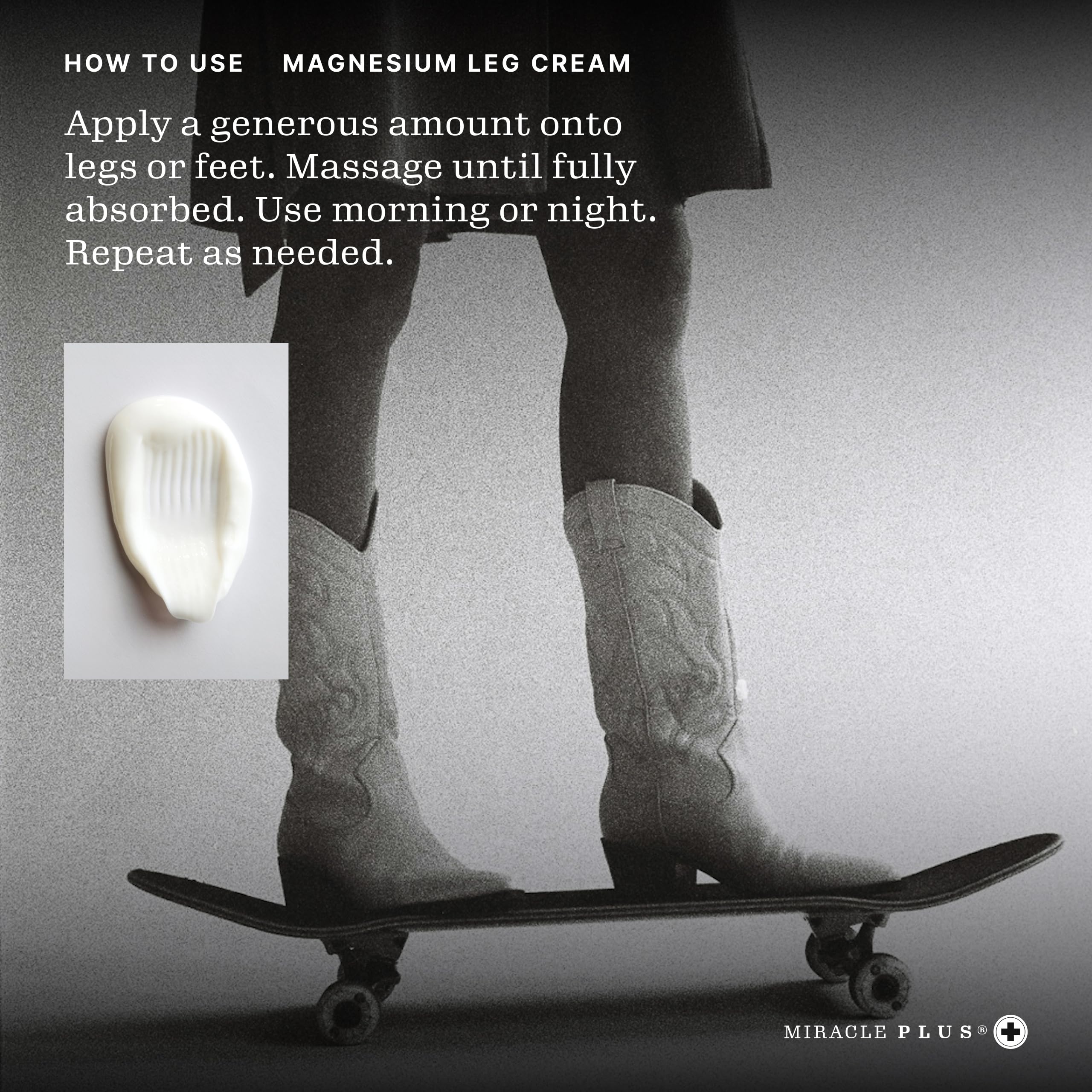 Miracle Plus cream texture close-up demonstrating smooth non-greasy absorption