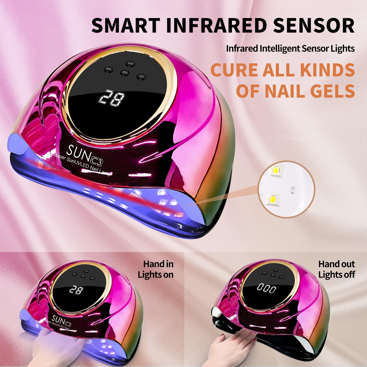 MIRAGE LAYON LCD display and timer buttons for precise curing control