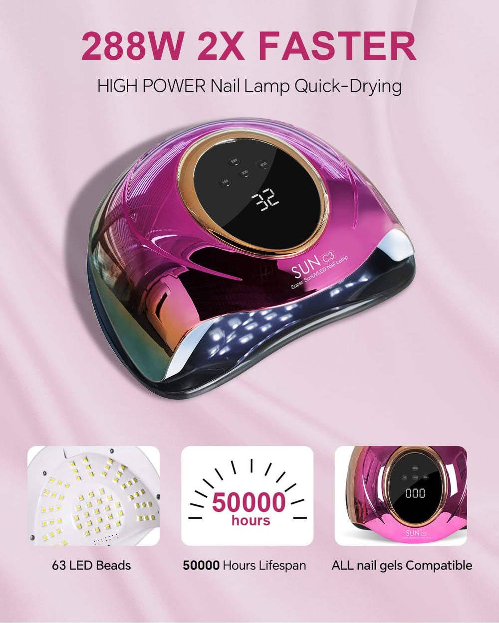 MIRAGE LAYON close-up of 63 LEDs showing even light distribution benefit