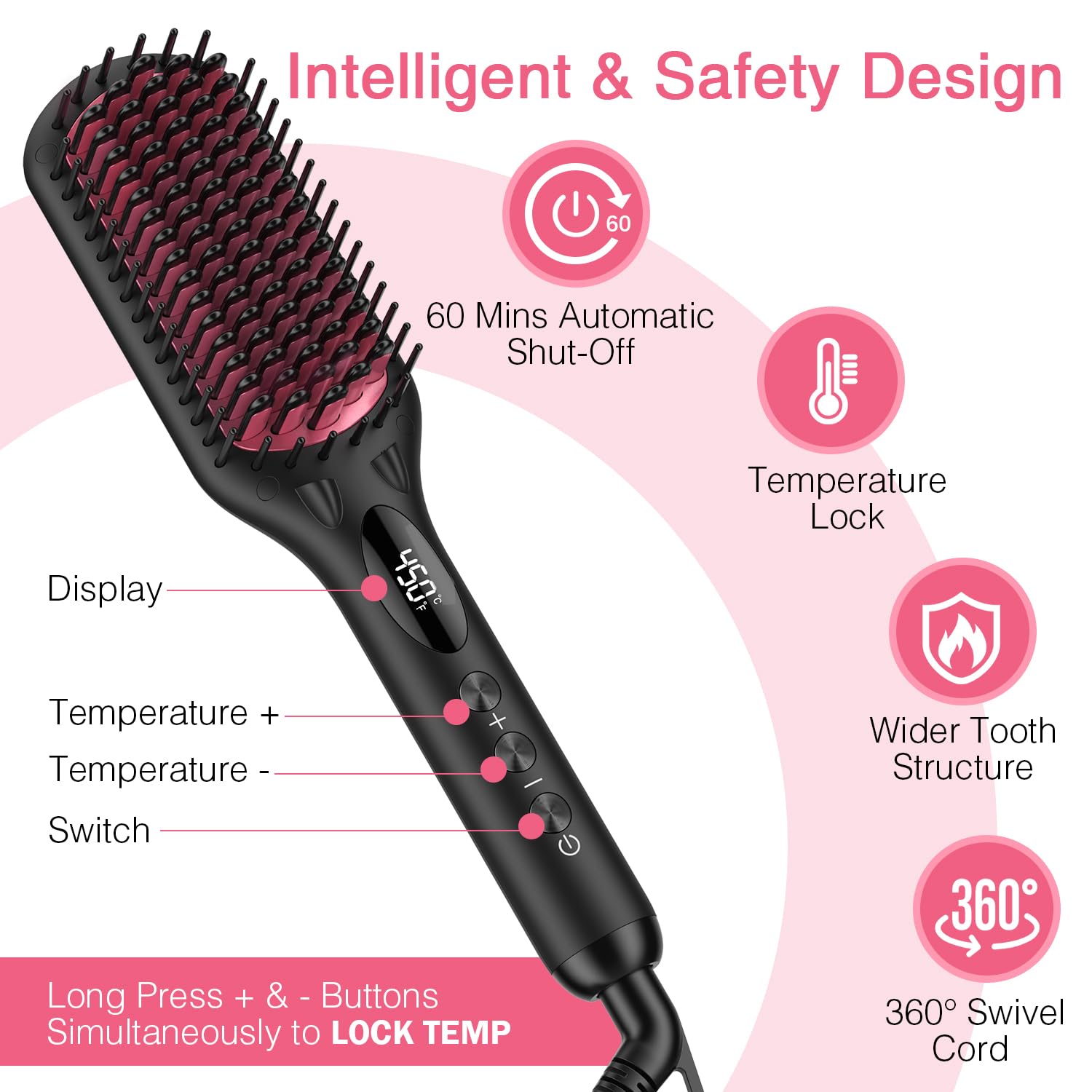 MiroPure close-up of ceramic bristles highlighting even heat for smoother hair