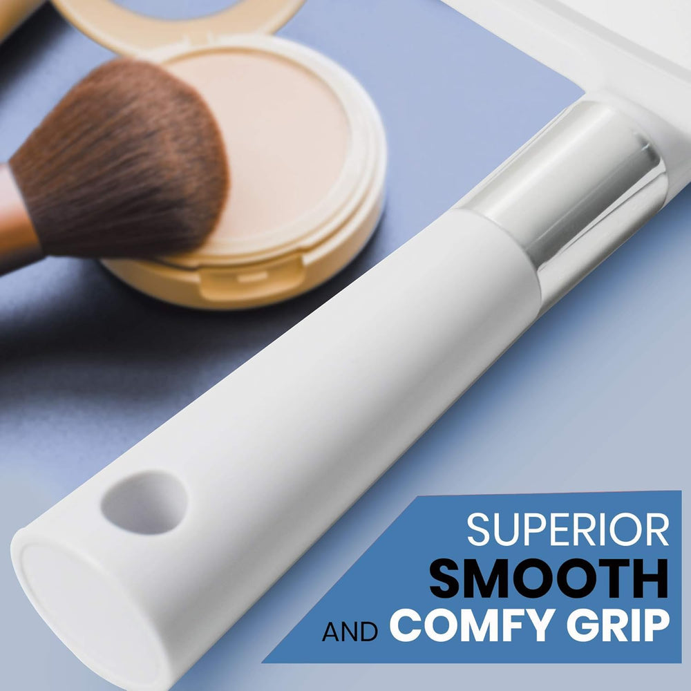 MIRRORVANA ergonomic handle close-up showing silky texture for comfortable grip and reduced hand fatigue