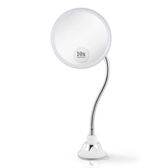 MIRRORVANA front view of round mirror showing clear reflection and portability