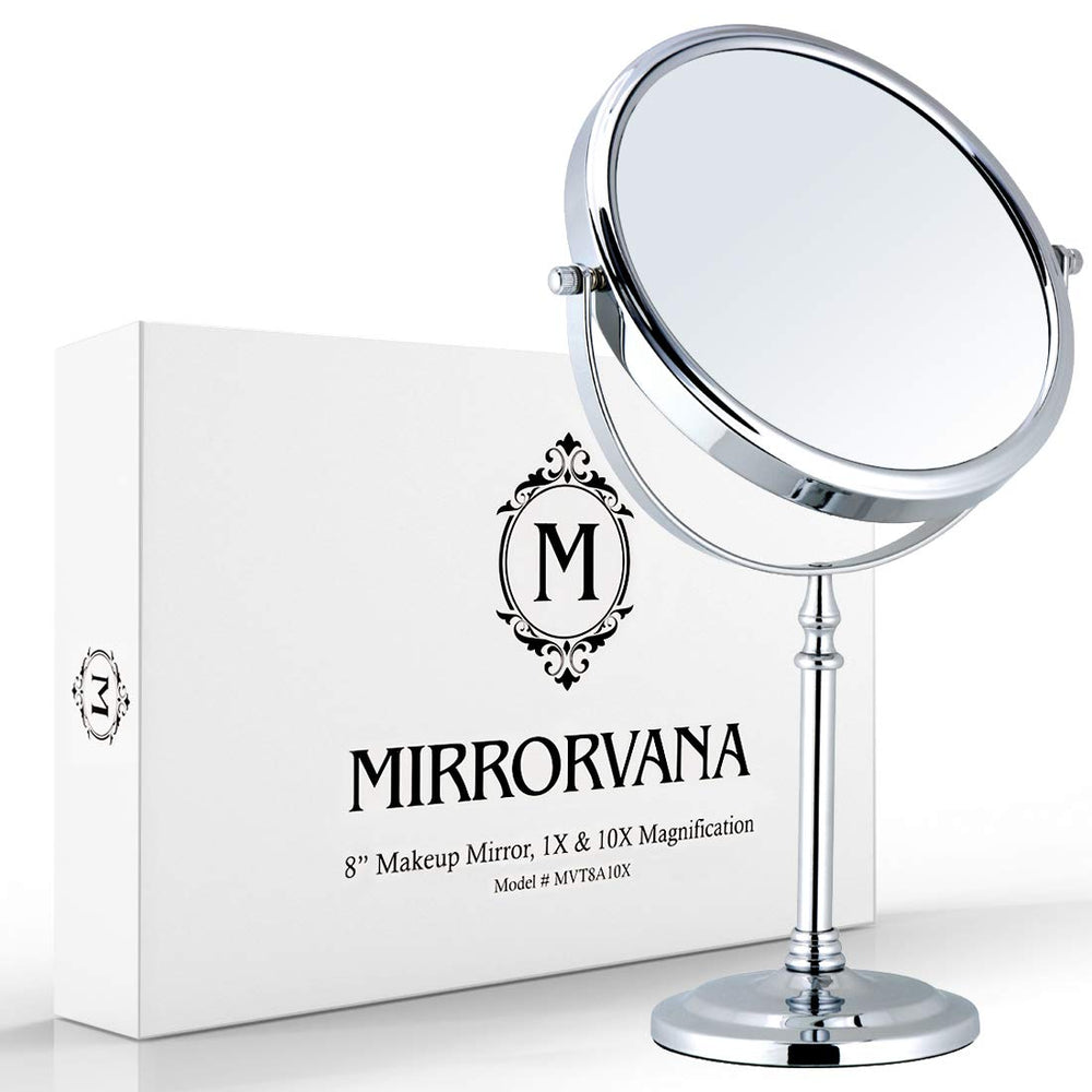 MIRRORVANA front view showing chrome double-sided mirror and clear reflections