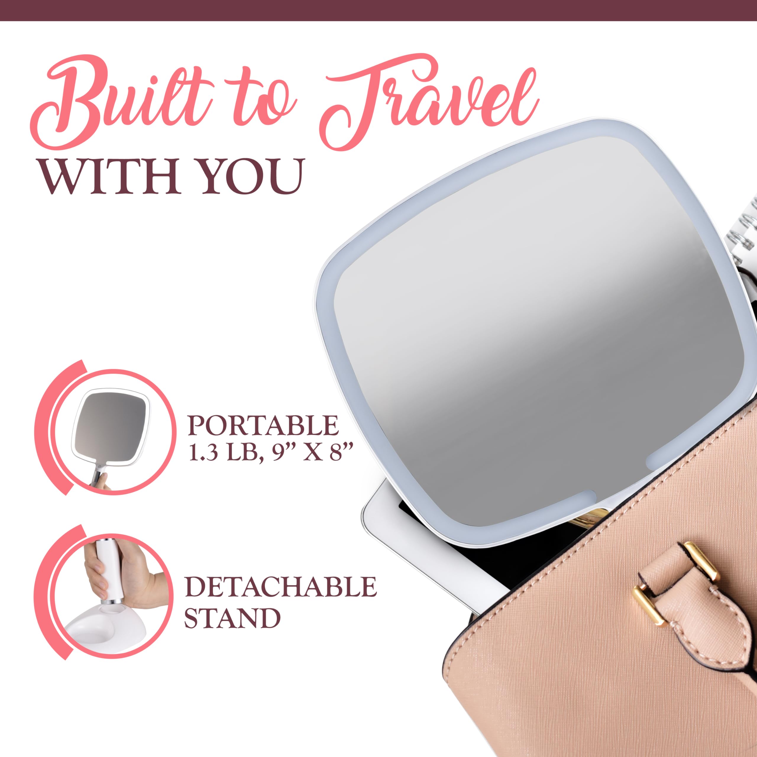 MIRRORVANA held in hand for size comparison, showing comfortable handle and portability benefit