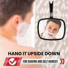 MIRRORVANA mirror in use at salon to check back-of-head accuracy