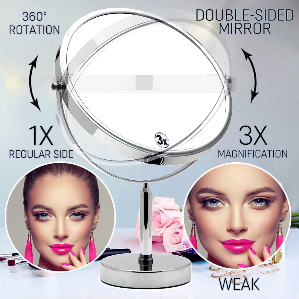 MIRRORVANA side profile showing weighted stand for stability during styling and grooming