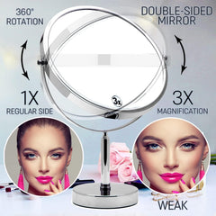 MIRRORVANA side profile showing weighted stand for stability during styling and grooming