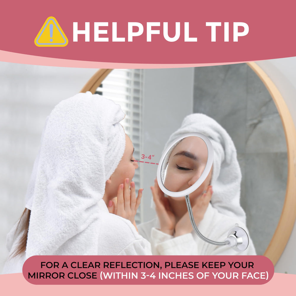 MIRRORVANA suction cup mounted on tile demonstrating secure wall attachment