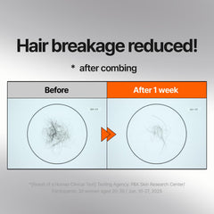Mise En Scene before and after ends smoothing comparison showing reduced frizz