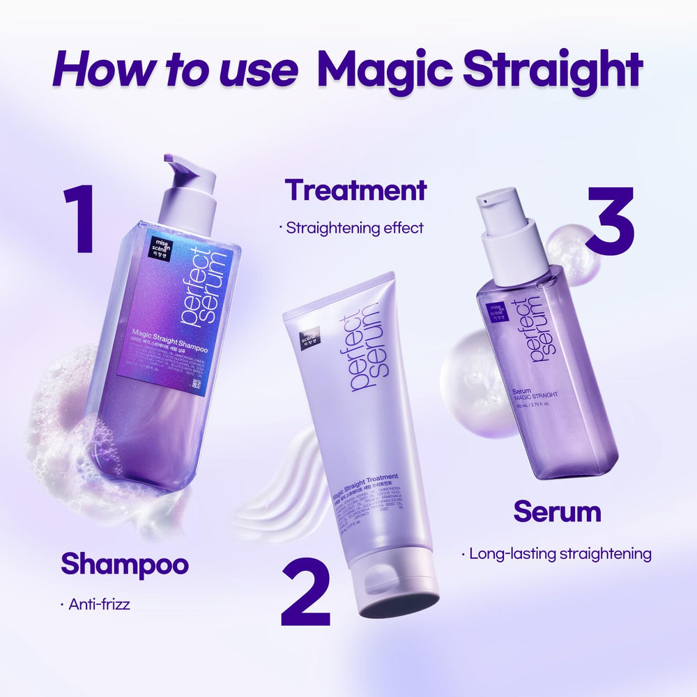 Mise En Scene before and after showing frizz control and sleeker finish