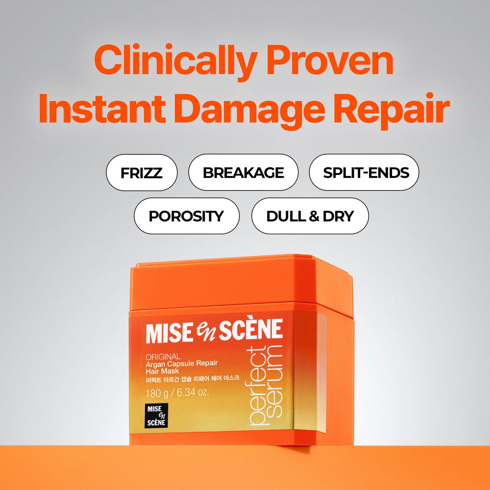 Mise En Scene applying mask to damp hair for deep conditioning