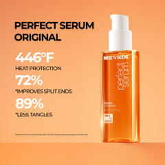 Applying Mise En Scene serum to mid-lengths for smoother, frizz-free hair