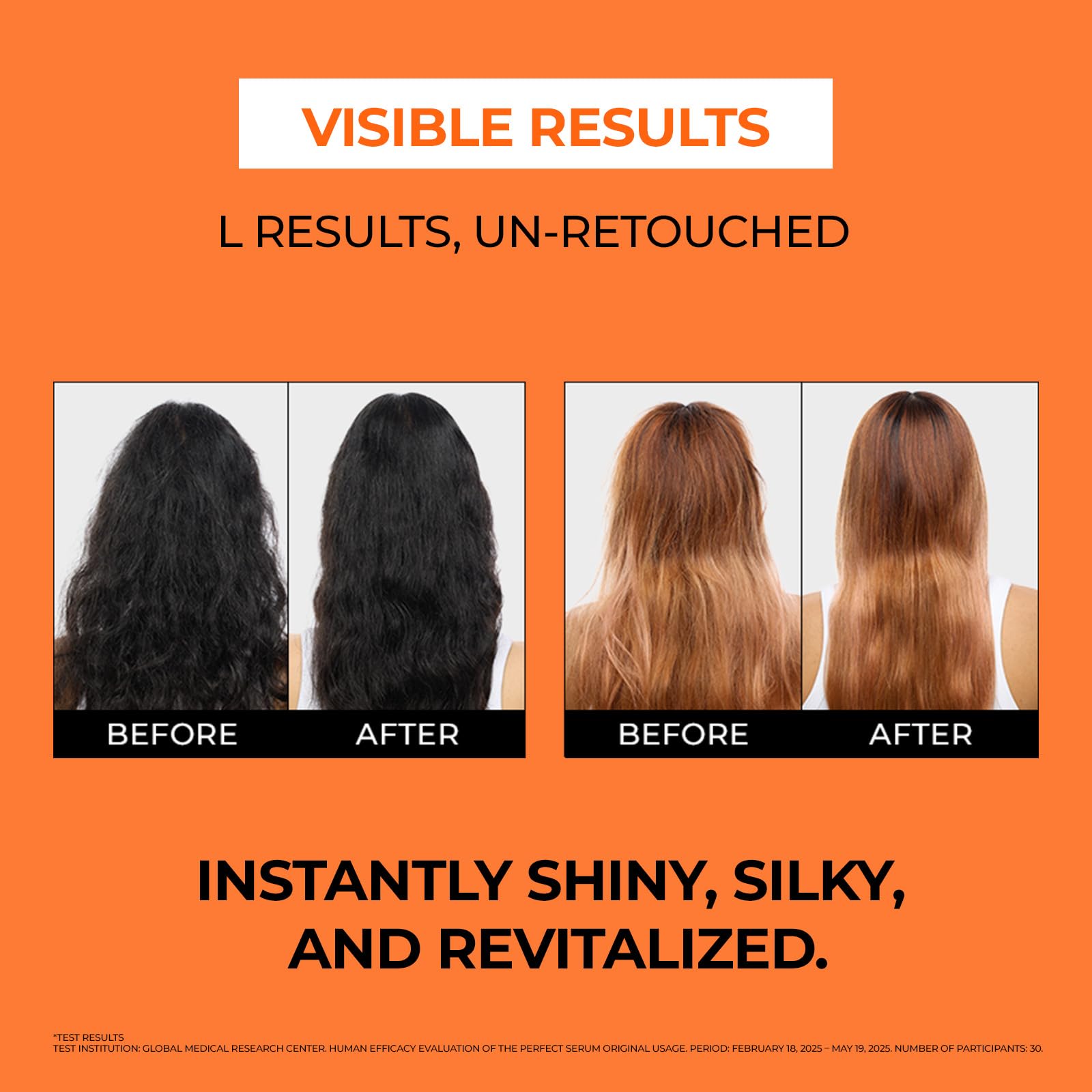 Before and after hair photo using Mise En Scene for visibly softer look
