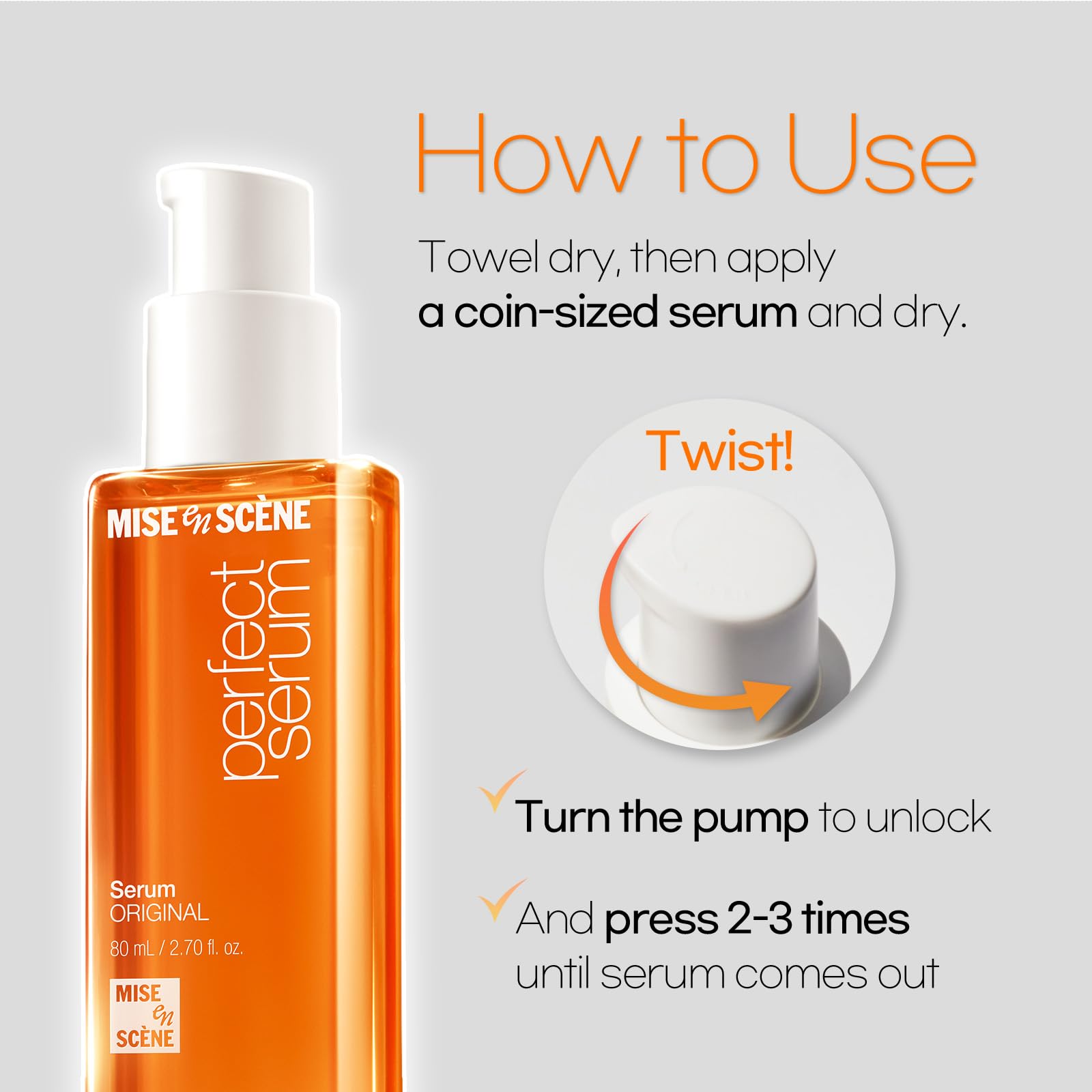 Mise En Scene Perfect Serum next to a ruler showing 2.7 fl oz scale