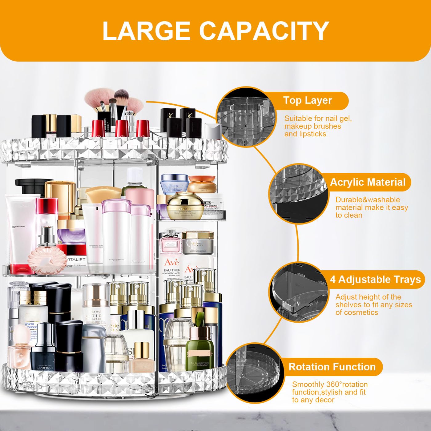 MISERWE closeup of adjustable tray detail for customizable storage