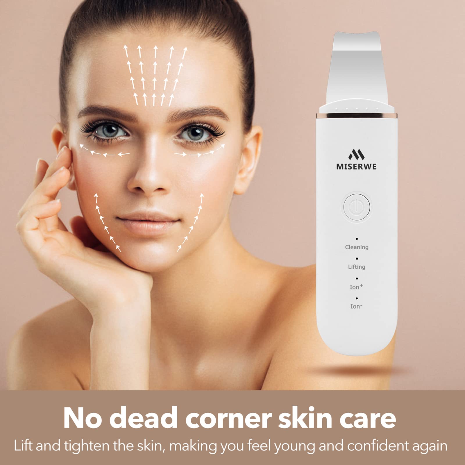 MISERWE device gently gliding on cheek showing deep-cleansing benefit