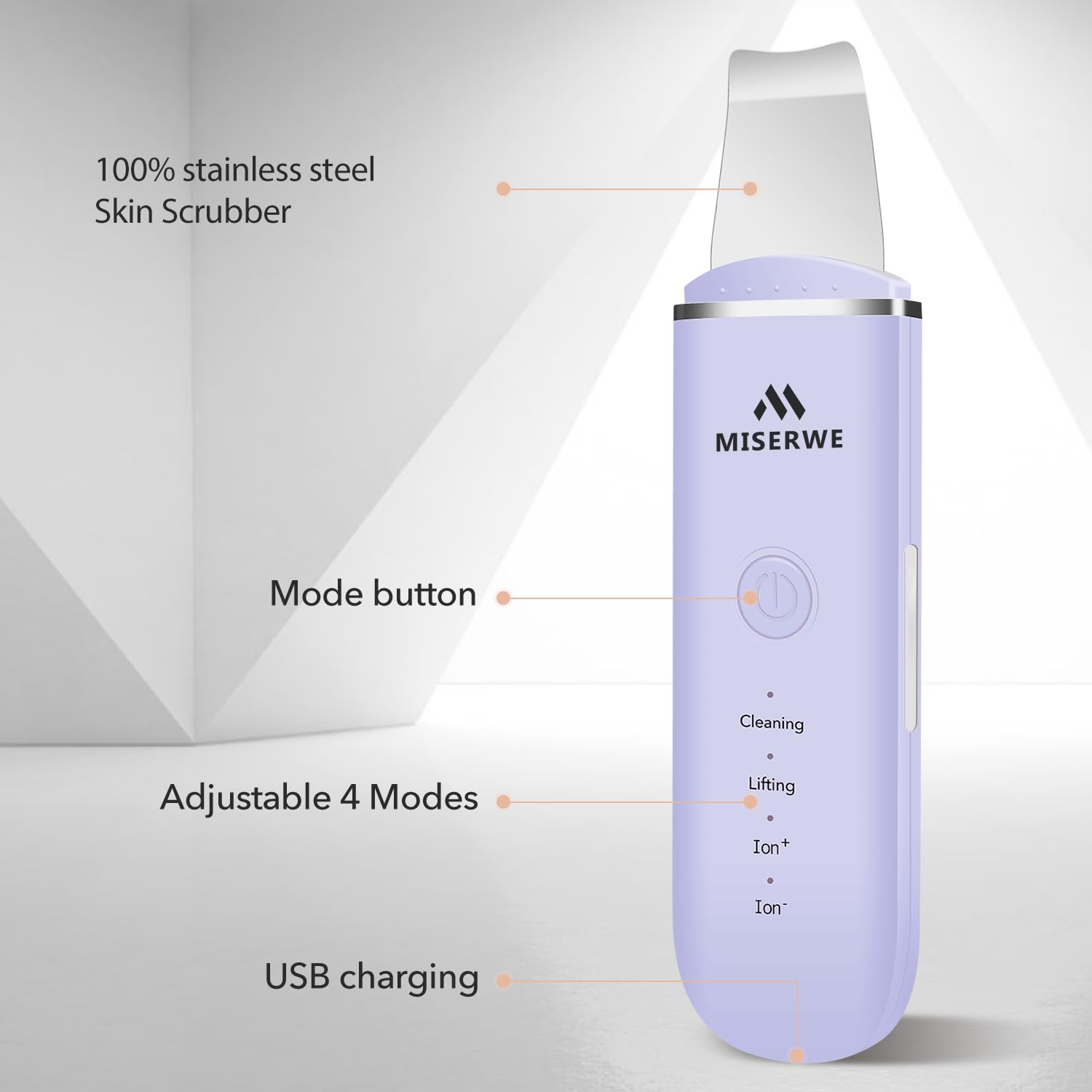 MISERWE close-up of stainless-steel blade highlighting hygienic durable surface