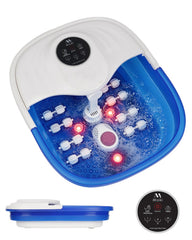 Misiki foot spa front view showing controls and royal blue finish for easy home use