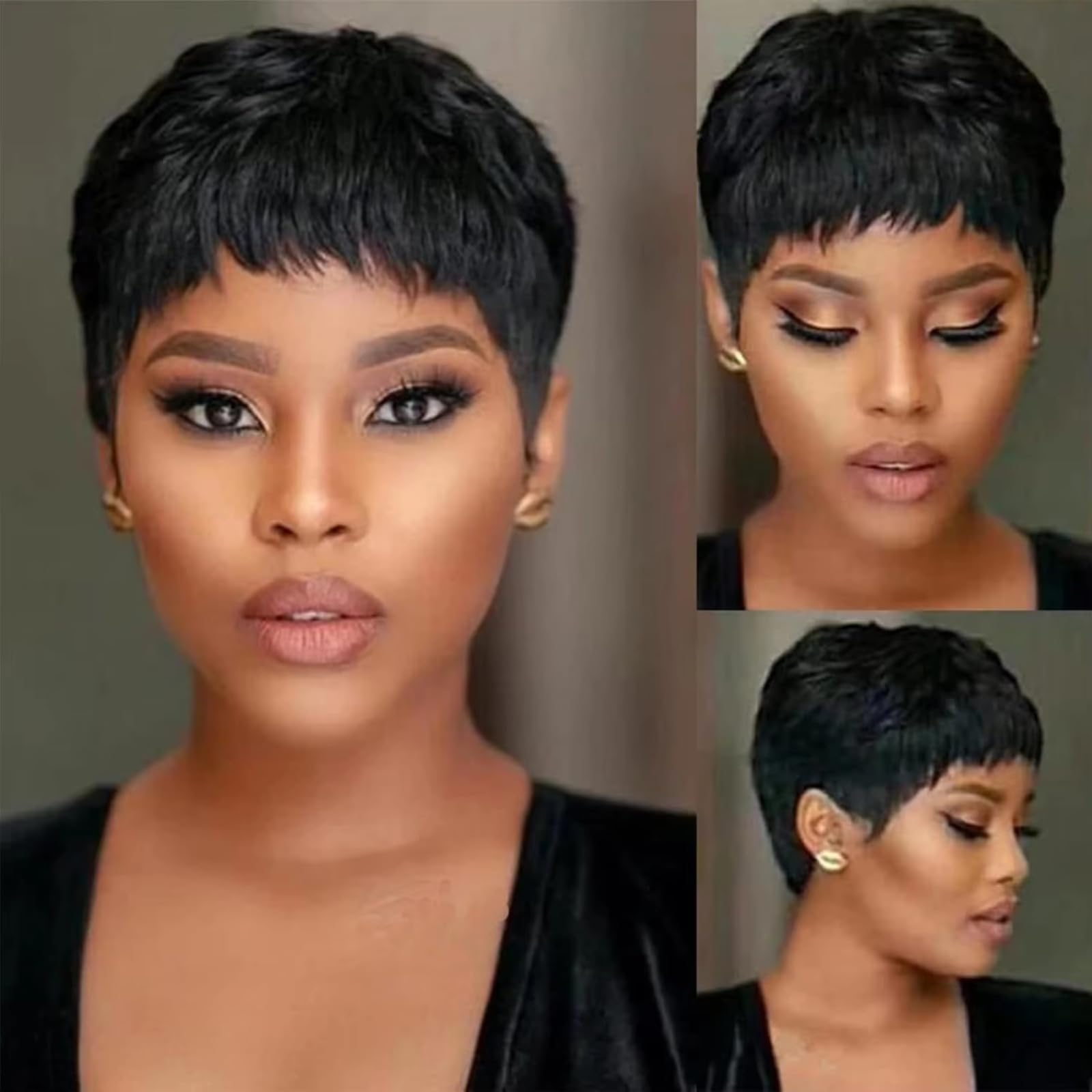 MISNEY front view of pixie wig showing natural hairline and instant style benefit