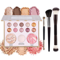 Miss Rõse front view of open palette showing all shades and benefits