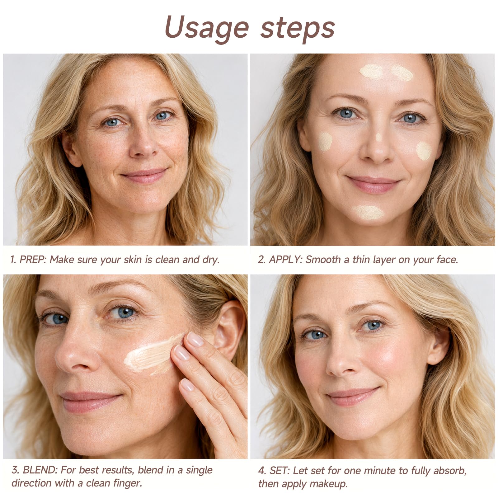 Miss Season model applying primer under foundation to show improved makeup longevity and even finish