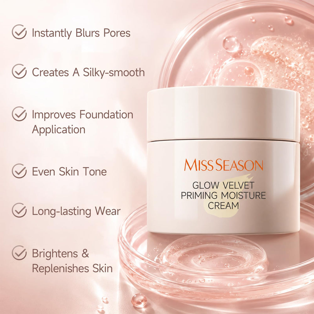 Miss Season before and after primed skin comparison highlighting minimized pores and refined texture