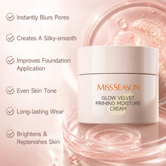 Miss Season before and after primed skin comparison highlighting minimized pores and refined texture