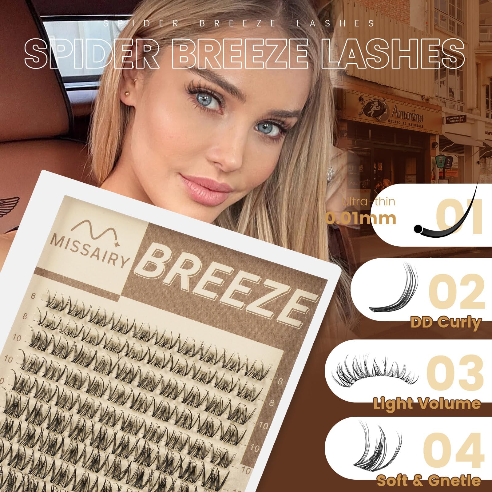 MissAiry lashes in use during application for easy DIY styling