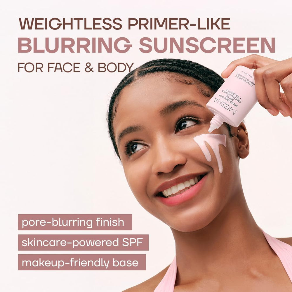 MISSHA close shot of nozzle dispensing lightweight sunscreen for easy use