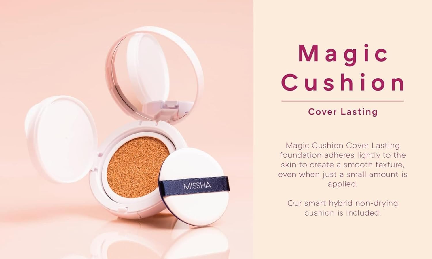 MISSHA open compact with magic sponge applicator ready for quick touch-ups