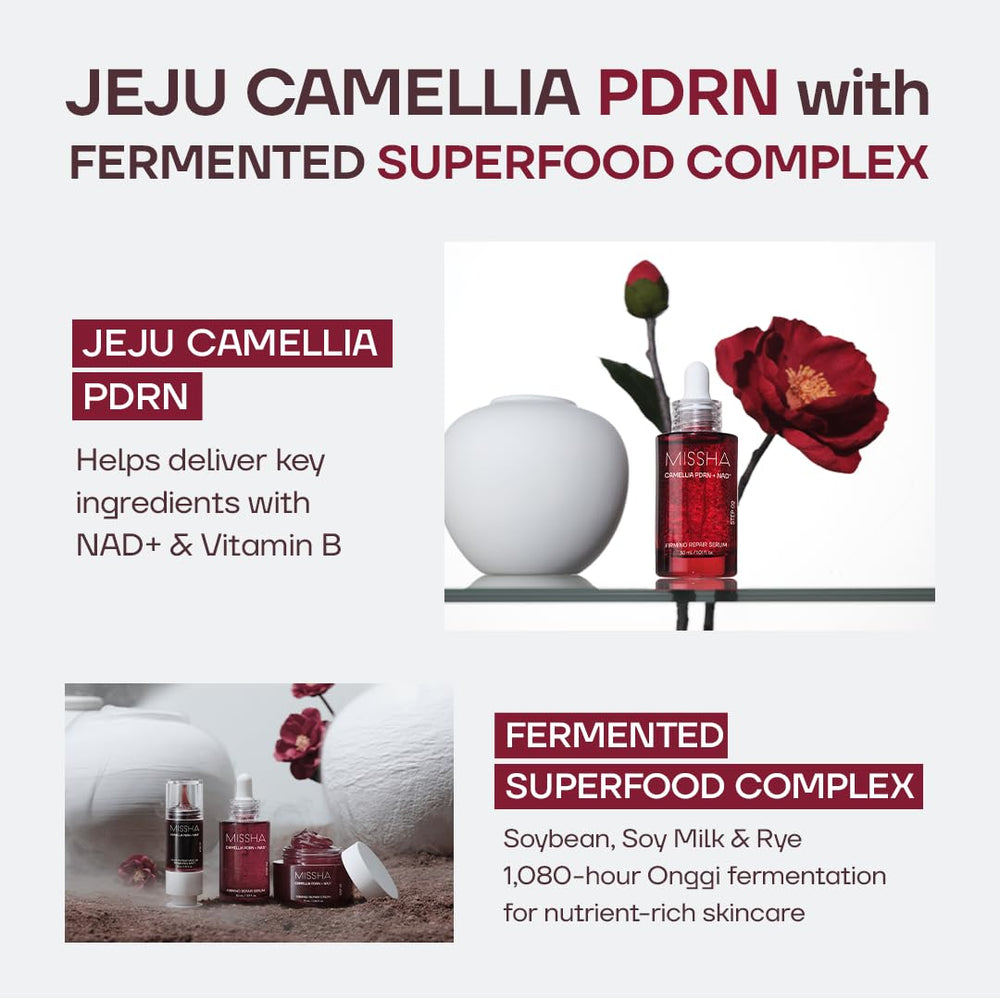 MISSHA ingredient label showing PDRN, NAD+, and vitamin blend benefits