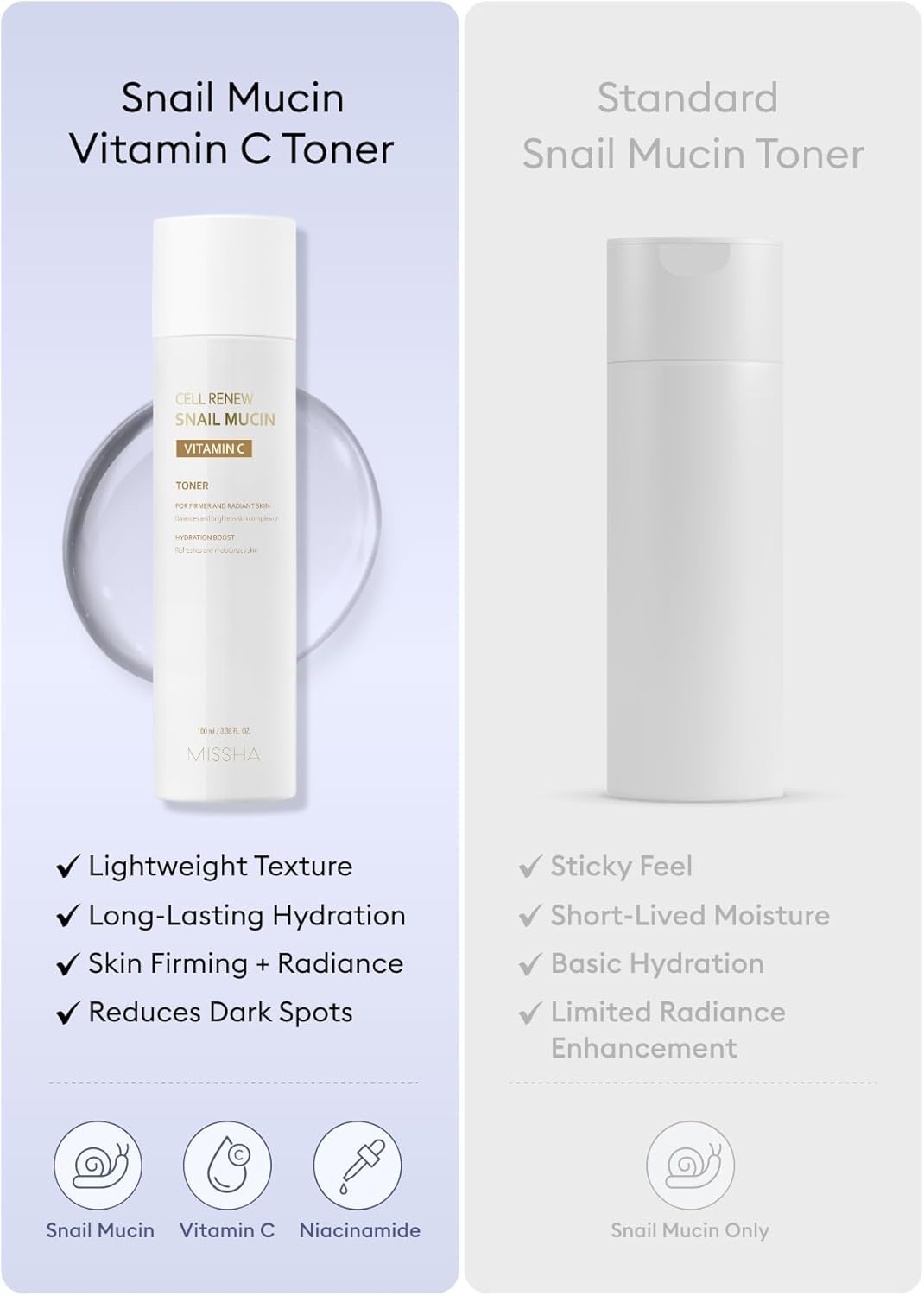 MISSHA bottle in hand showing 5.07 oz size and travel-friendly benefit