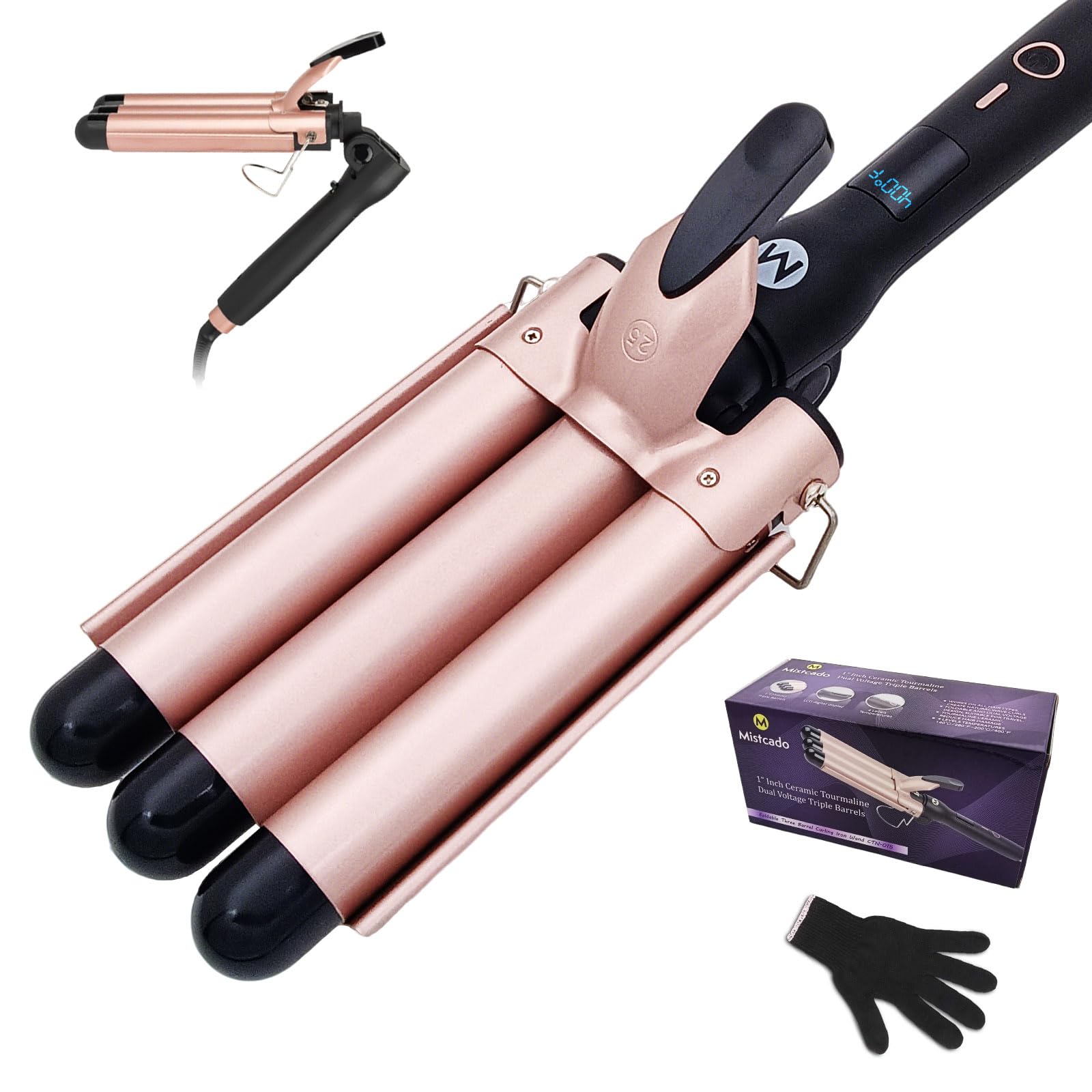 Mistcado front view of gold 3-barrel waver showing control layout and finish