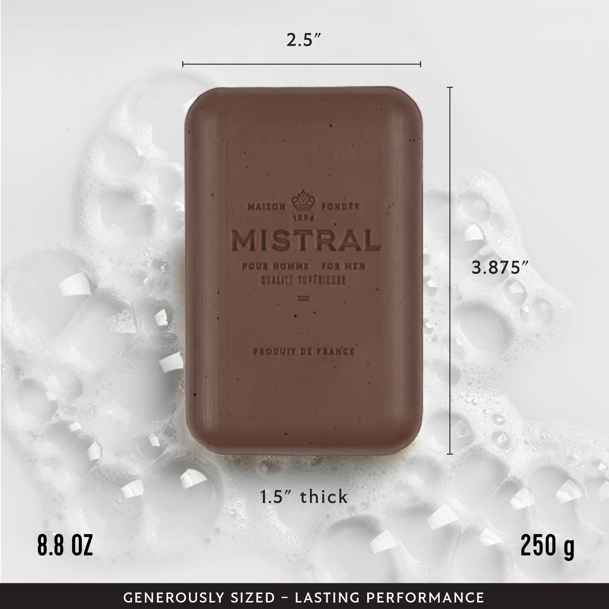 Mistral lather in hand demonstrating creamy foam and hydrating cleanse benefit
