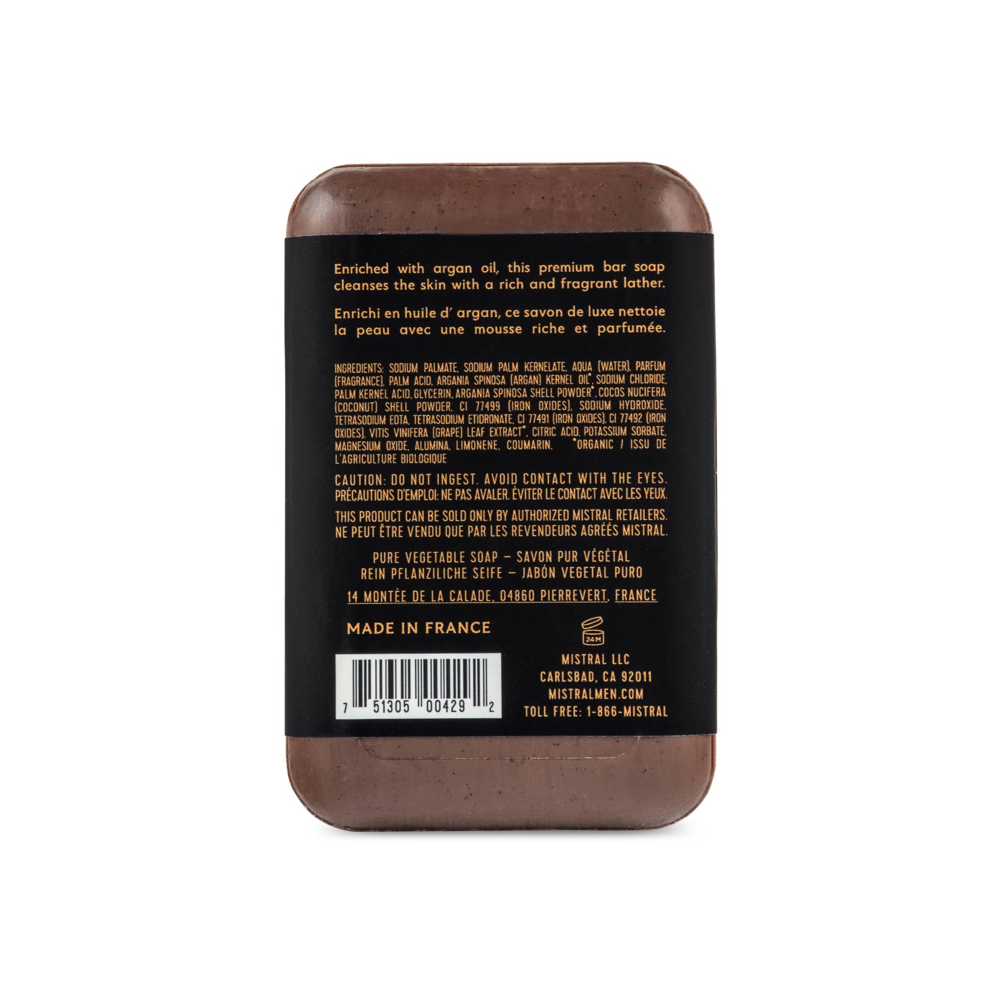 Mistral close-up of soap texture highlighting triple-milled firmness benefit