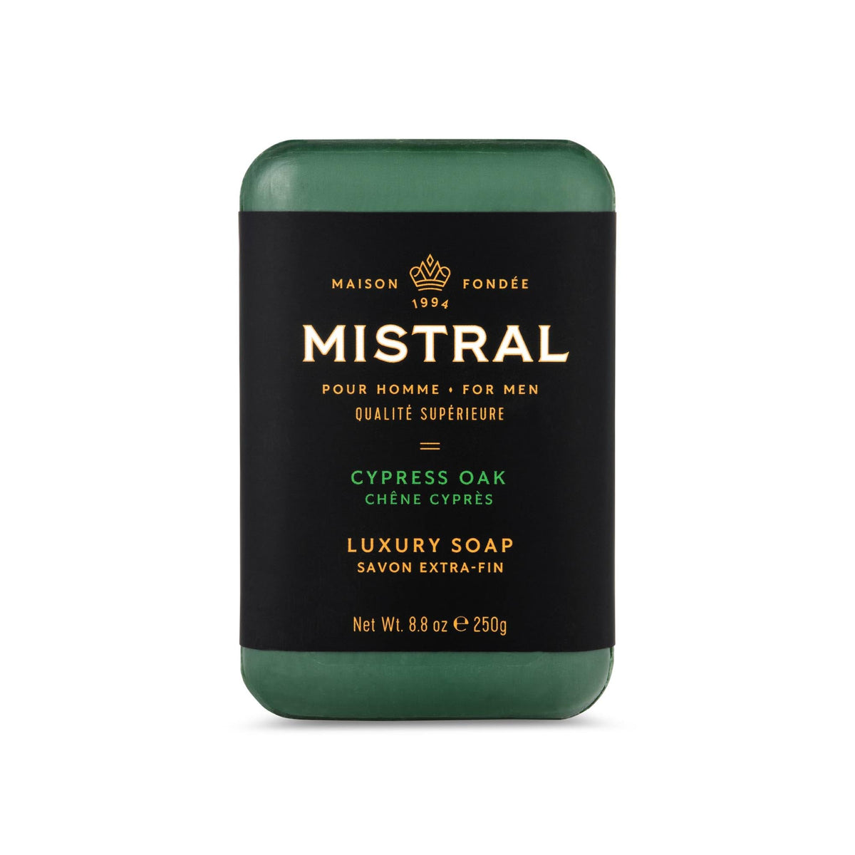 Mistral front packaging showing elegant box and bar, luxury gift-ready