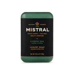 Mistral front packaging showing elegant box and bar, luxury gift-ready