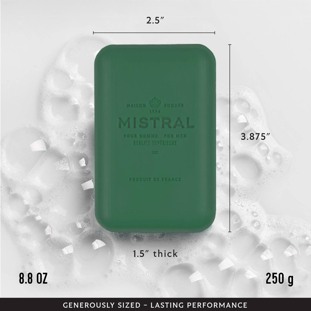 Mistral bar lather in hand demonstrating rich foam and gentle cleansing