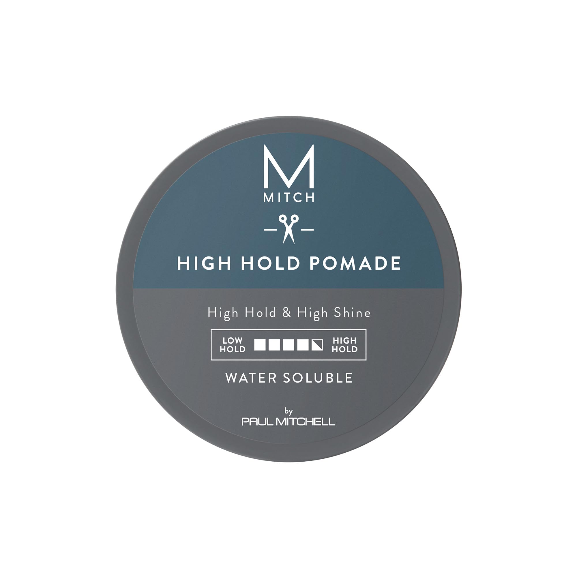 MITCH jar front view showing label and glossy pomade benefit